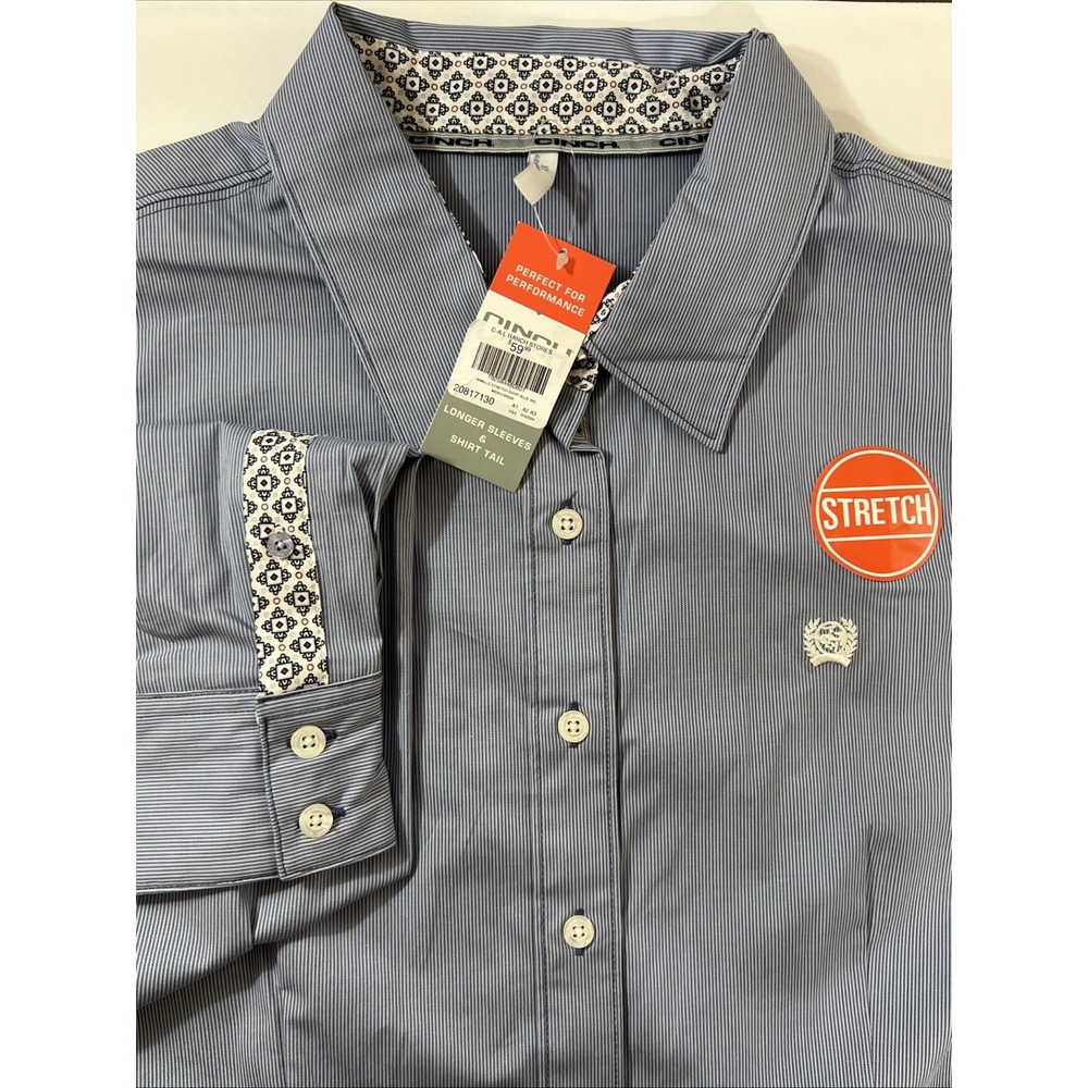 Cinch Western Shirt Womens Long Sleeve Striped Contrast Trim MSW9165049. XXL